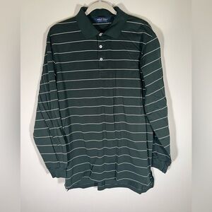 Vintage Polo Golf Ralph Lauren forest green white stripe performance LS polo szL